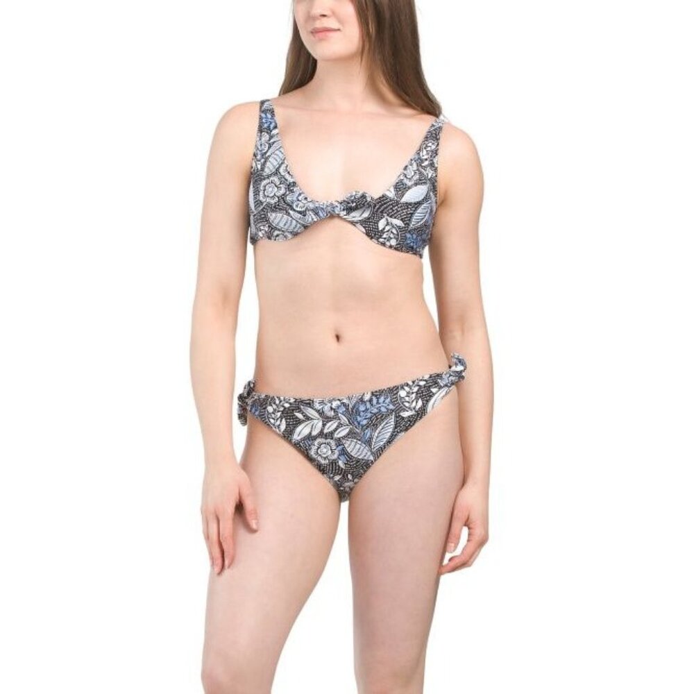 Summersalt Floral Print Bikini Set With Side Tie Bottoms & Adjustable Halter Sz4